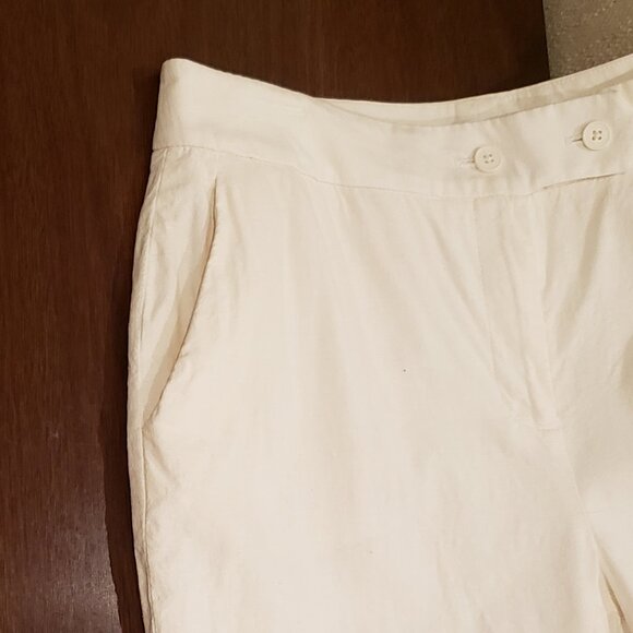 Calvin Klein White Lined Linen Blend Crop Pant - Picture 10 of 13